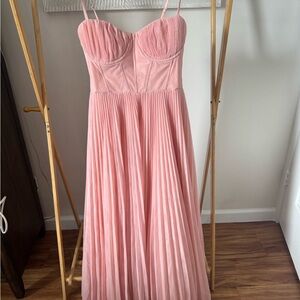 Hutch Strapless Pink Pleated Dress
